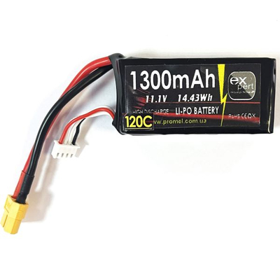 Акумулятор для FPV дронів -АКБ 11.1V 1300mAh 120С 3S (S) XT60 Uitra-High-Power Battery soft case, black